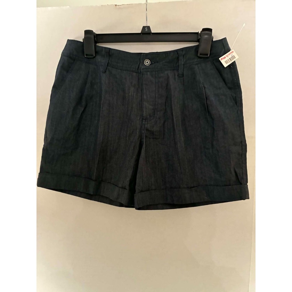 Cato Womens Size 8 Dark Wash Denim Shorts Cuffed Stretch Mid Rise Casual Chic